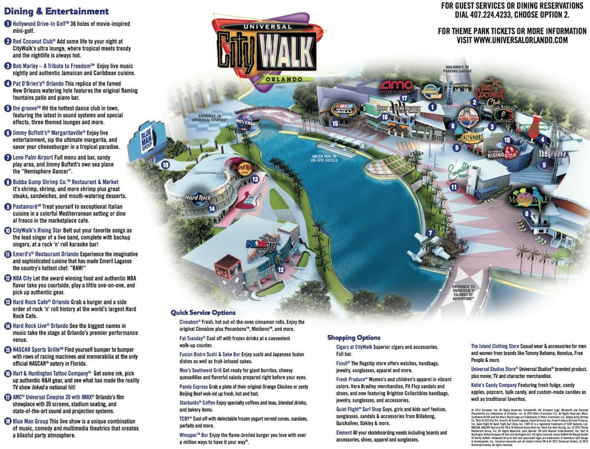 Universal Orlando citywalk mapa