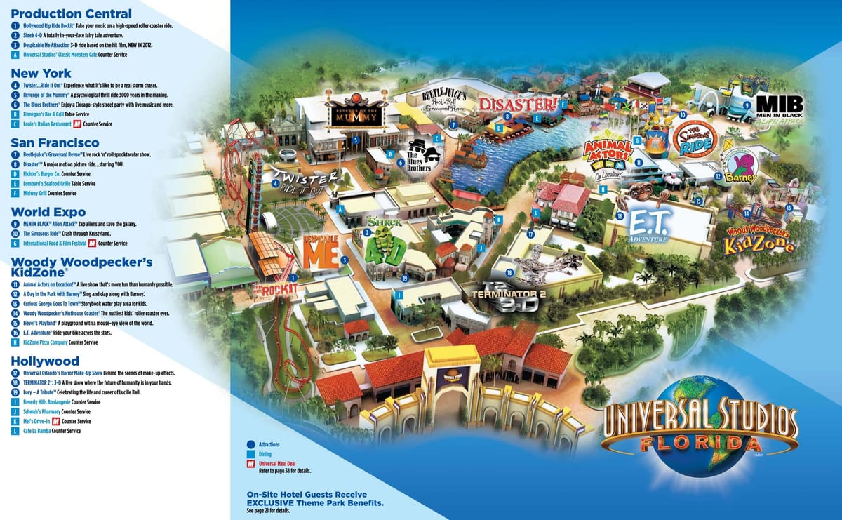 Universal Studios Orlando park mapa